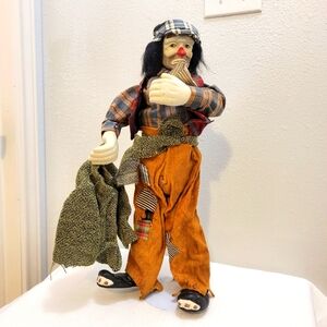Circus parade collectors edición porcelain Vintage Clown Doll with Plaid Outfit
